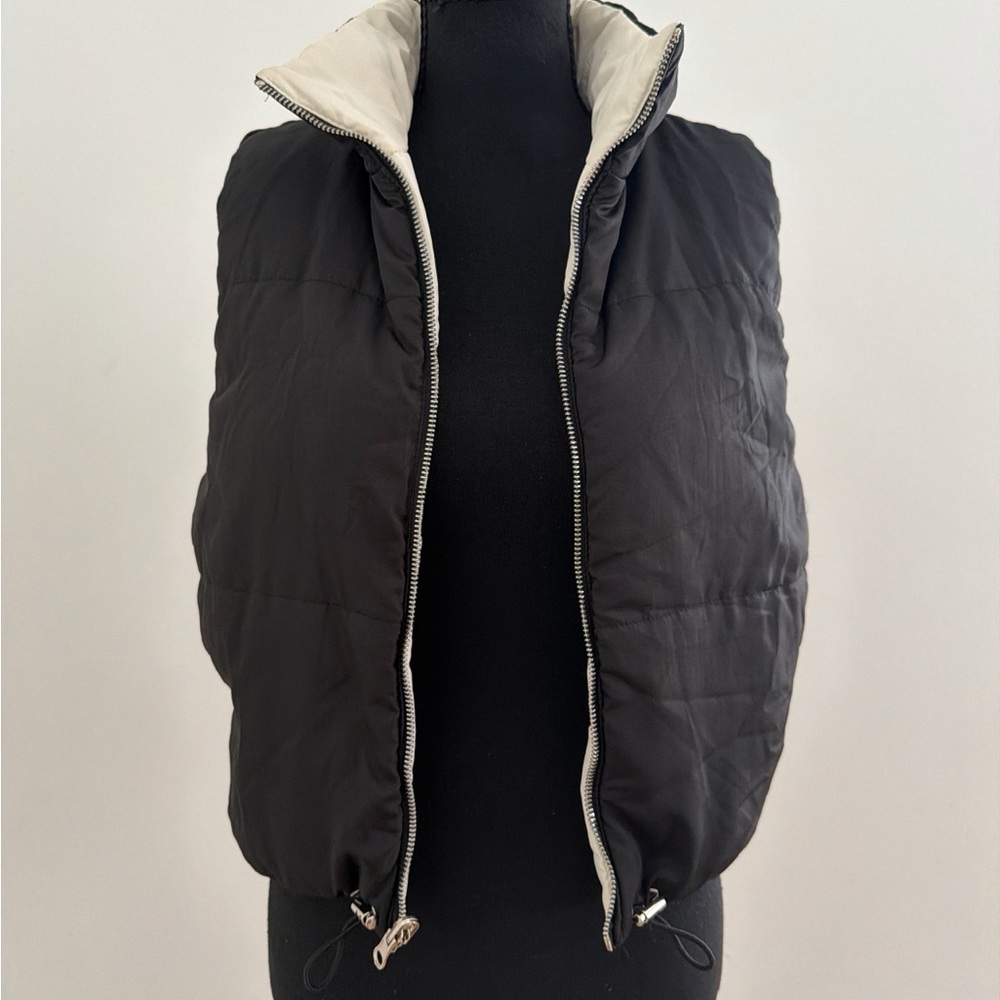 Reversible Black and Cream Puffer Vest